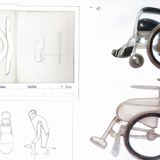 1. לוח סקיצות עם שרטוטי קונספט ראשוניים של כיסא הגלגלים, המציג את דמיונו של המעצב.